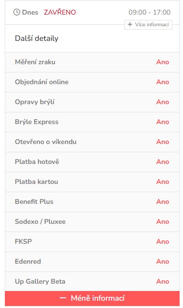 Detaily o provozovně